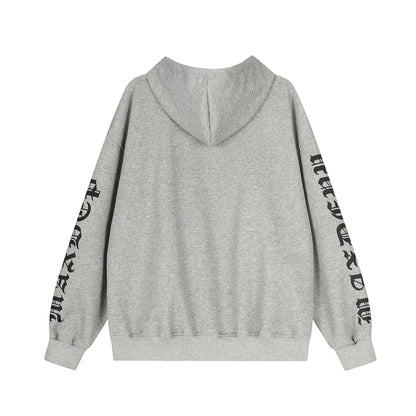 Washed Patch Logo Print Zipper Hoodie WN25763