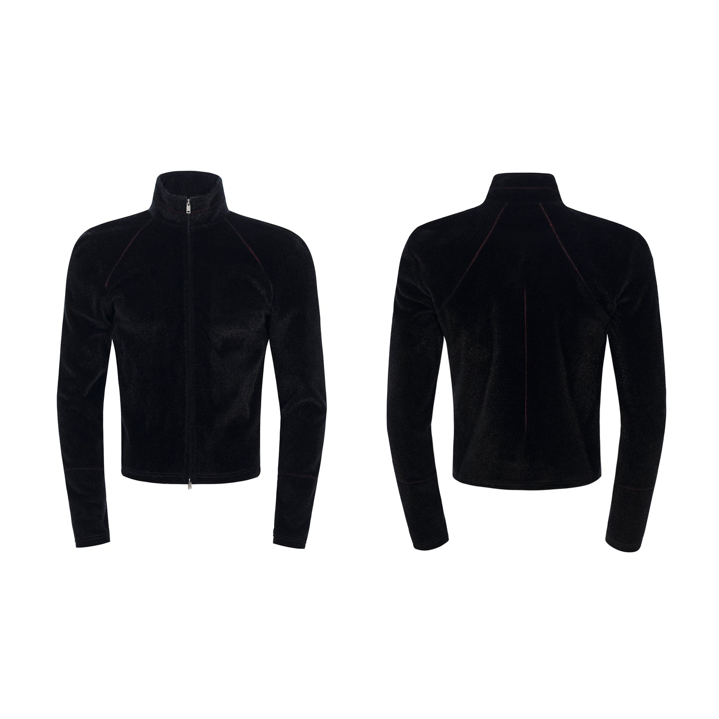 Fake Fur Stand Neck Zipper Jacket WN22647