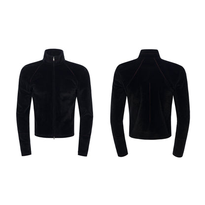 Fake Fur Stand Neck Zipper Jacket WN22647