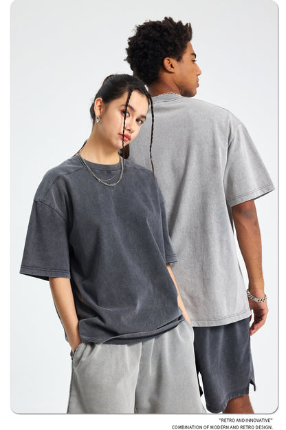 Washed Plain Oversize Short Sleeve T-Shirt WN16261