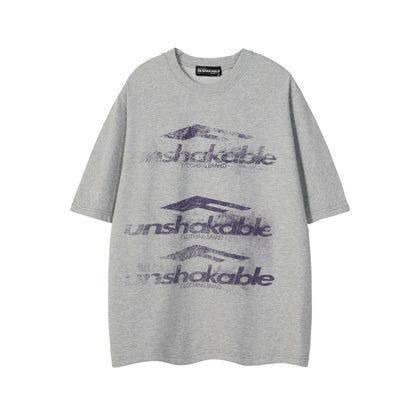 Blur Letter Print Cool Touch Oversize Short Sleeve T-Shirt WN26861