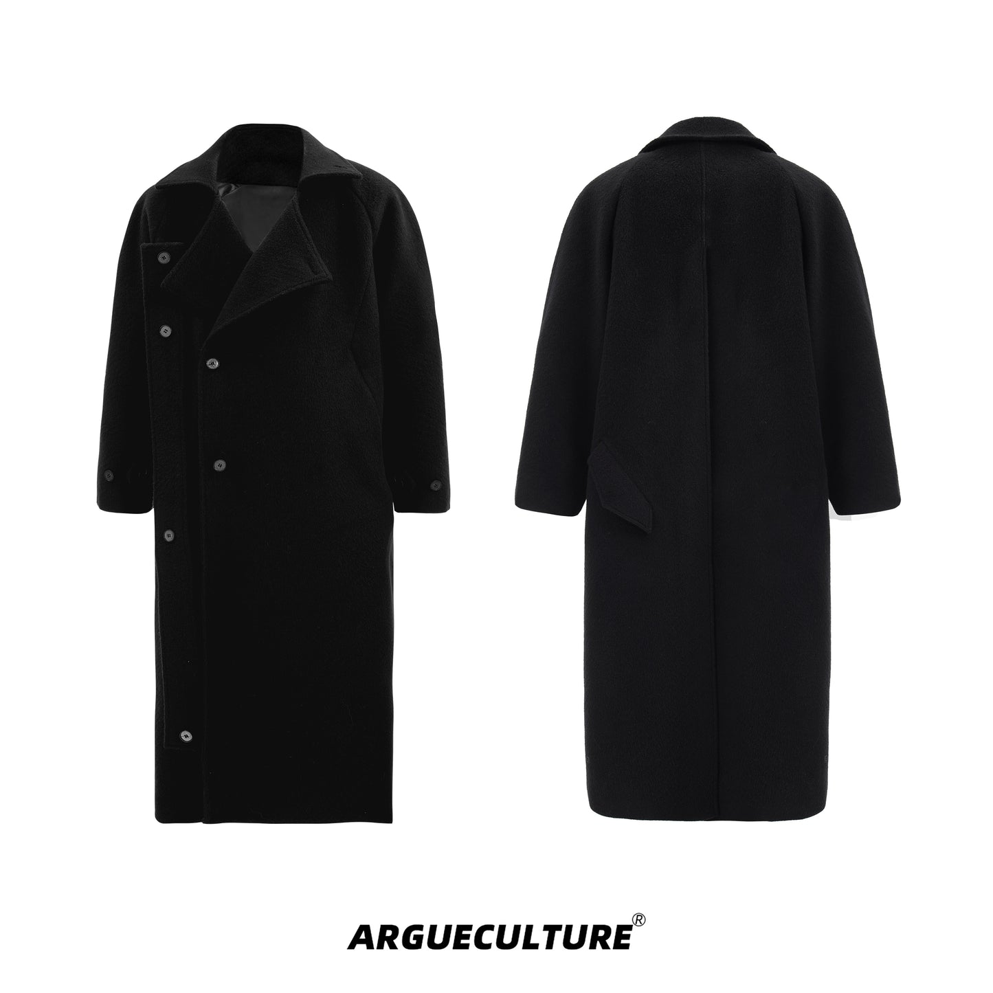 Side Slit Oversize Woolen Long Coat WN10866