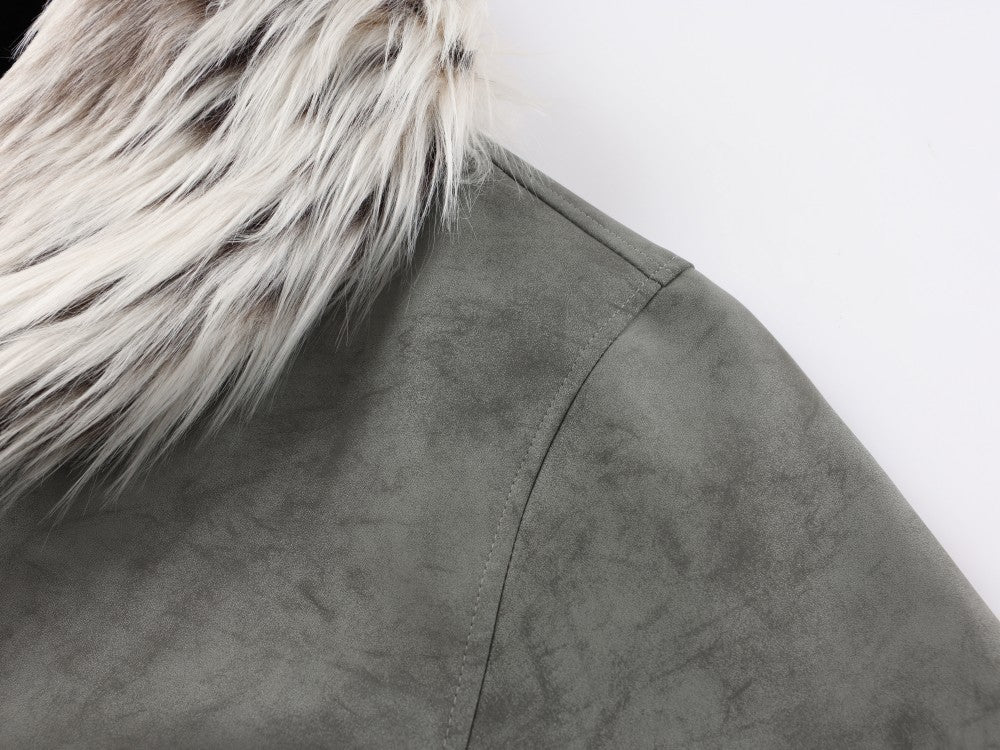 Fake Fur Collar V-Neck Short Puffer Jacket WN27869