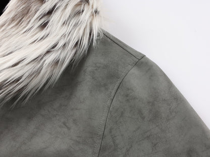 Fake Fur Collar V-Neck Short Puffer Jacket WN27869
