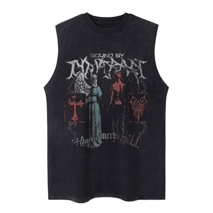 Washed Gothic Graphic Sleeveless T-Shirt WN26949