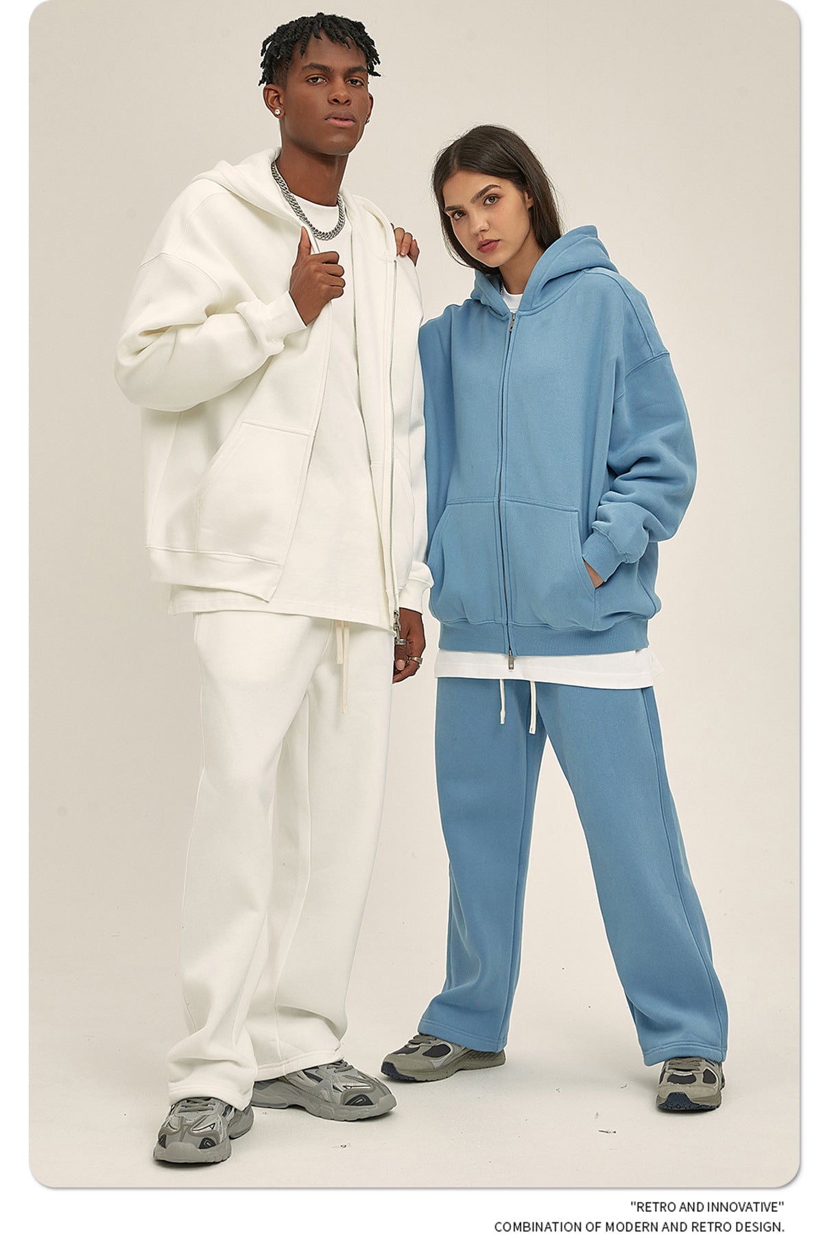 Oversize Heavyweight Zipper Hoodie & Heavyweight Sweatpants Setup WN6640-K