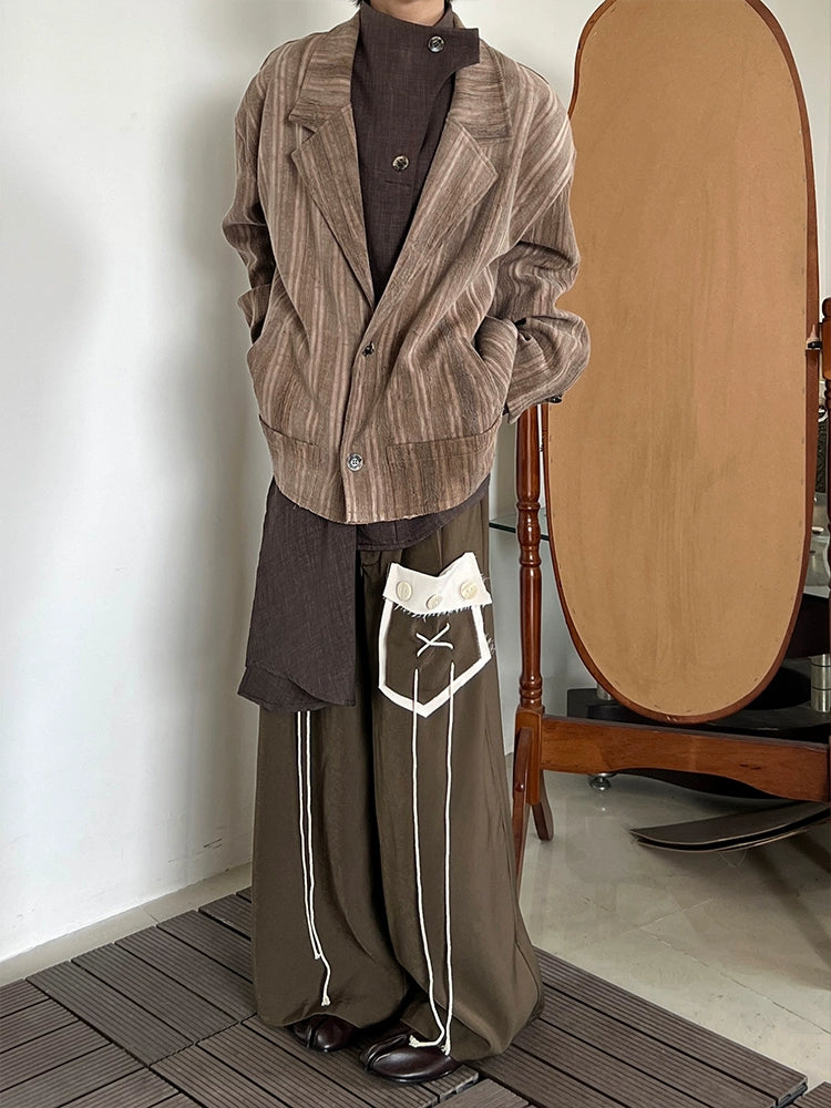 Tie-Dye Jacquard Texture Pleats Oversize Tailored Jacket WN20022