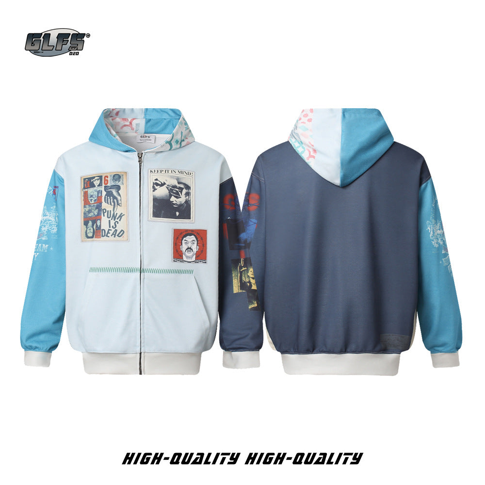 Heavyweight Patchwork Zip-Up Hoodie WN26554