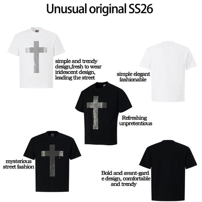 Cross Patch Beads Short Sleeve T-Shirt WN26082