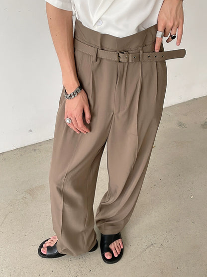 Belted Wide-Leg Straight Trousers WN7402