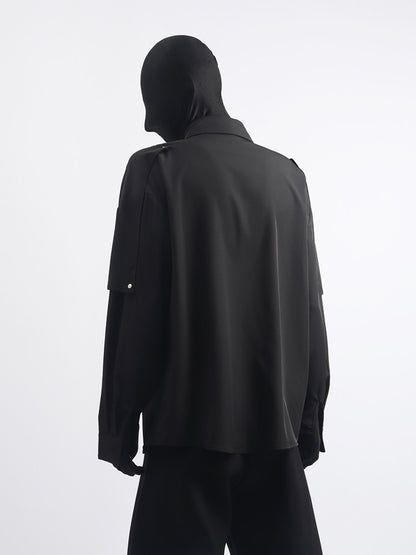 Deconstruction Metal Chain Design Long Sleeve Shirt WN23766