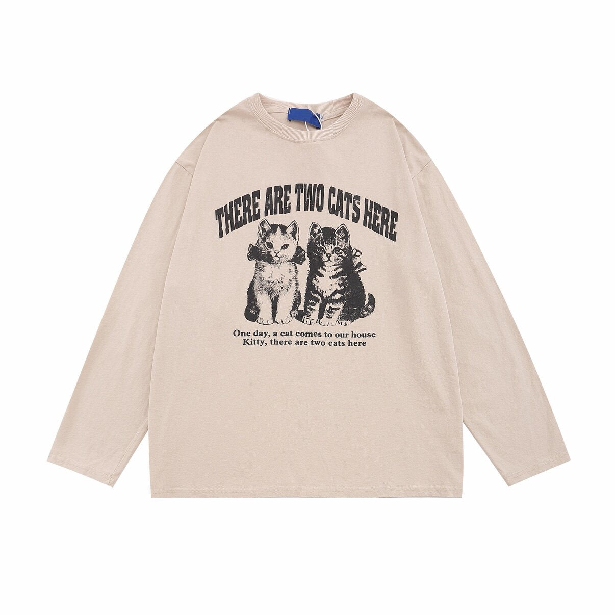 Cat Graphic Print Oversize Long Sleeve T-Shirt WN24486 – WONDER NOAH