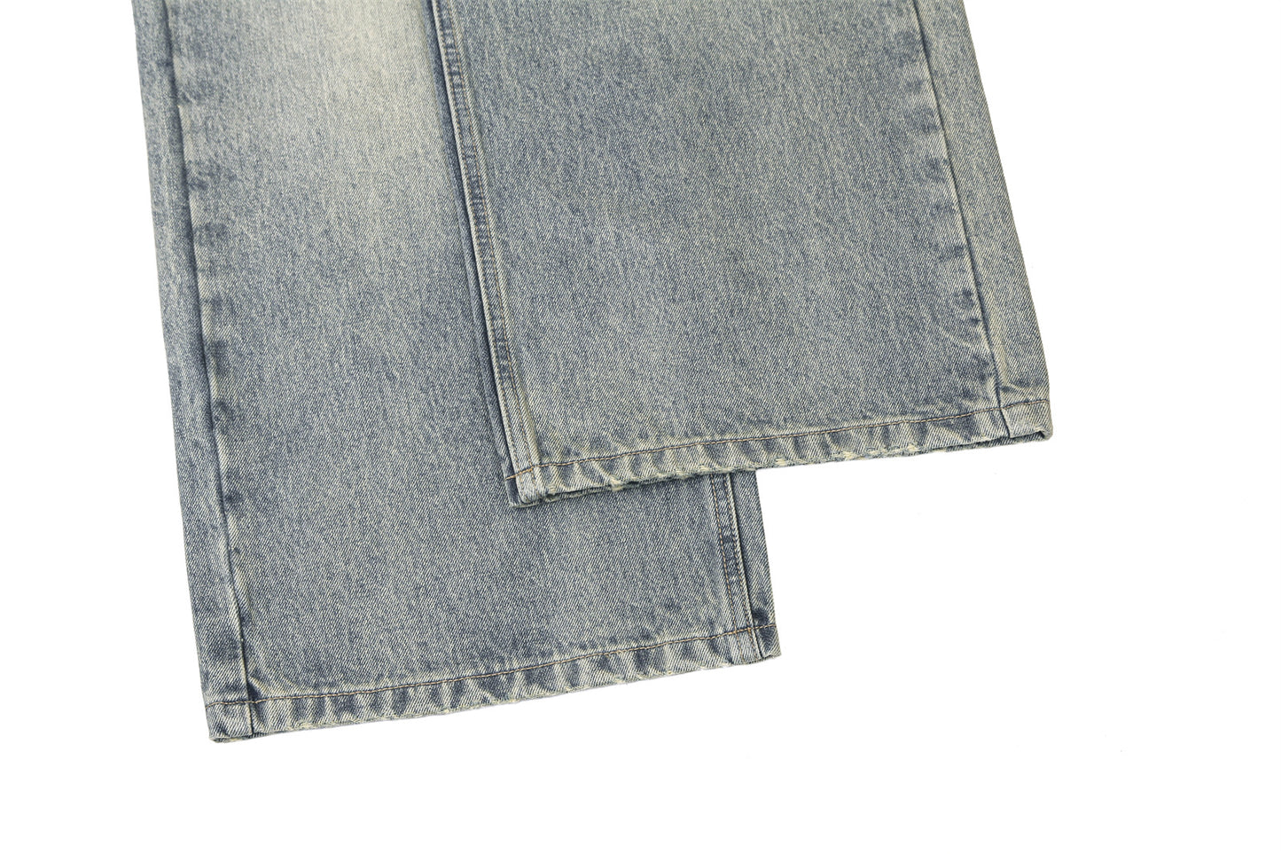 Washed Damage Wide-Leg Straight Denim Jeans WN16206