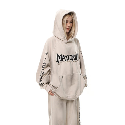 Heavyweight Washed Patch Embroidery Pullover Hoodie WN25660