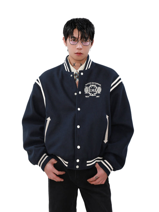 Emblem Embroidery Baseball Jacket  WN8297