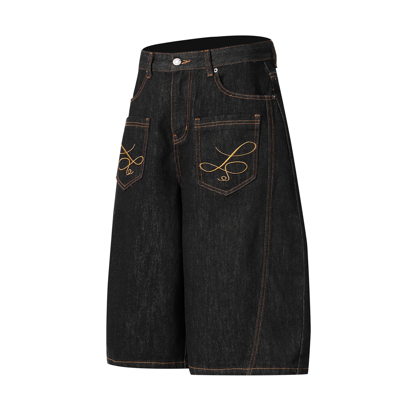 Embroidery Wide Leg Half Denim Jeans Pants WN26089