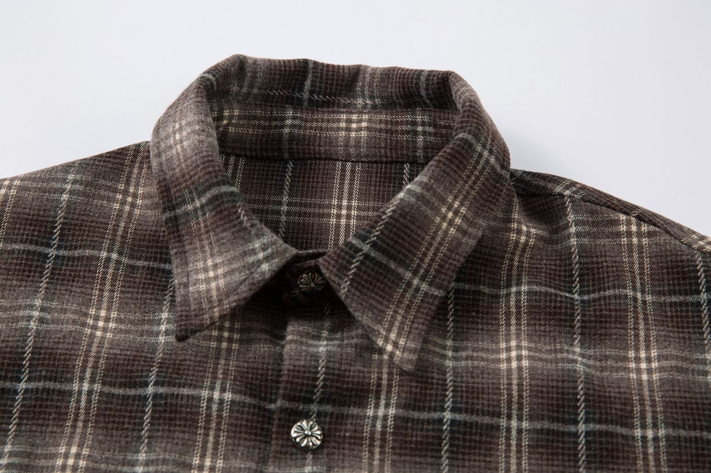 Plaid Letter Embroidery Fake Layered Long Sleeve Shirt WN25856