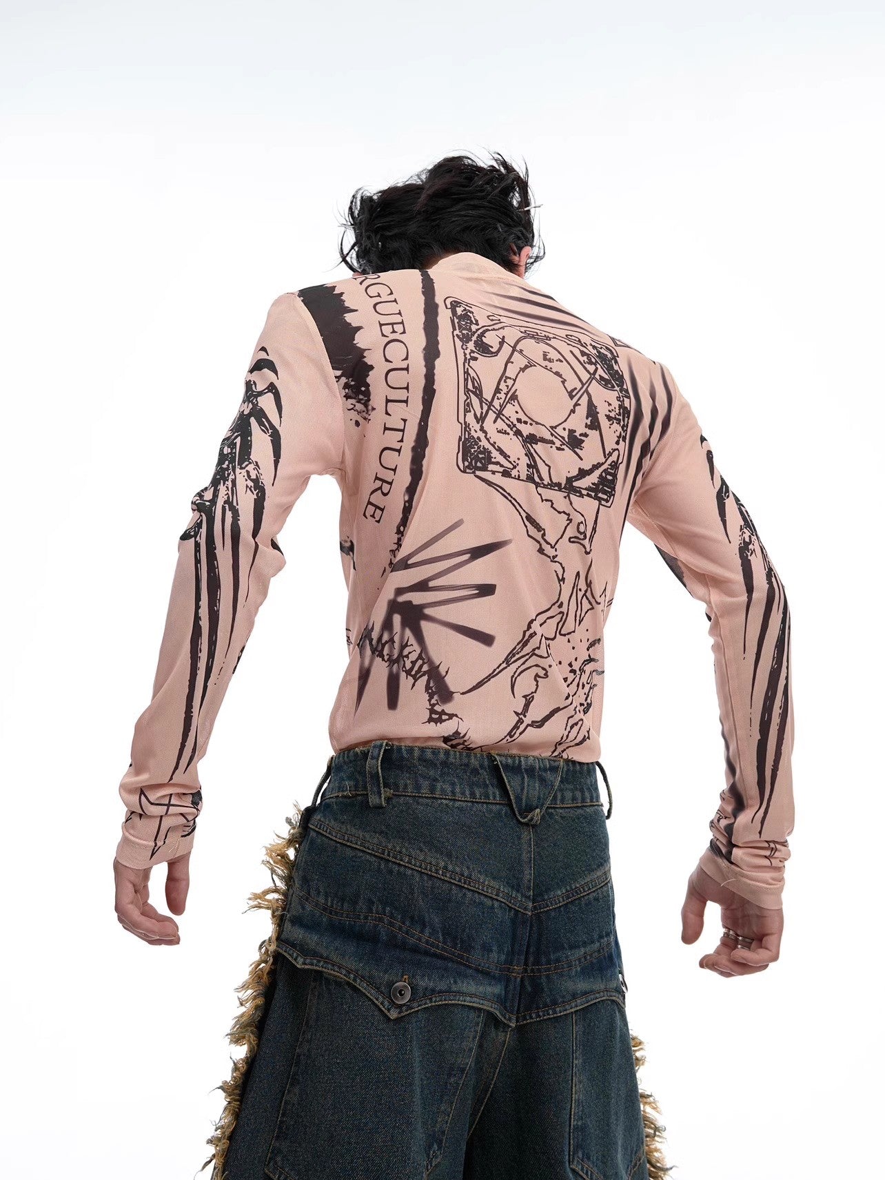 Graffiti Print Second Skin Long Sleeve T-shirt WN6512