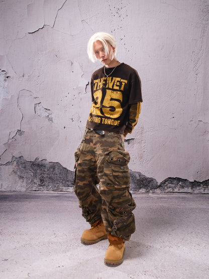 Wide Leg Multi Pocket Zip Cargo Pants WN26608