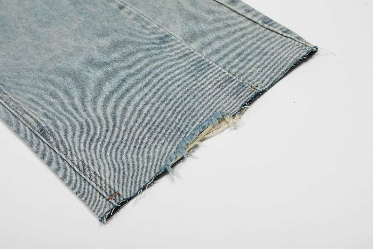 Wash Damage Wide Leg Curved Denim Jeans WN25878