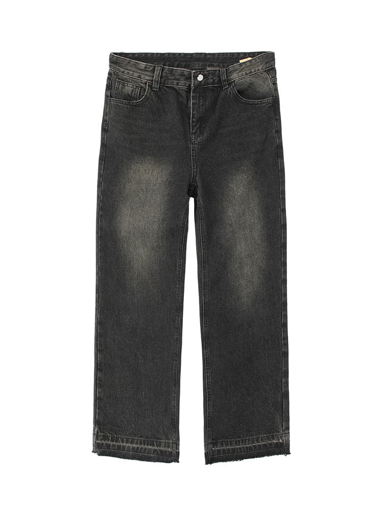 Wide-leg Raw-edge Denim Jeans WN5692