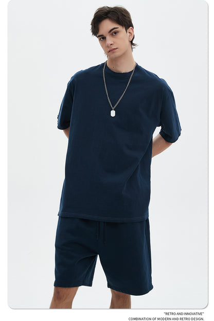 Washed Dyed Oversize Damage Short-sleeve T-shirt & Short Sweatpants Setup WN6630-K