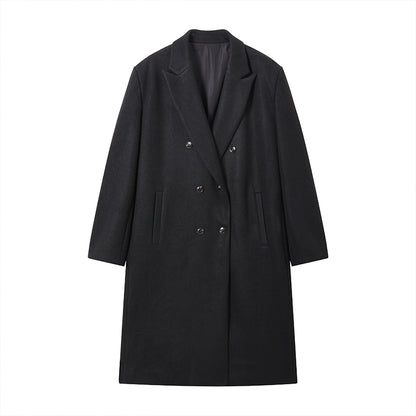 Double-Breasted Woolen Long Coat WN10153