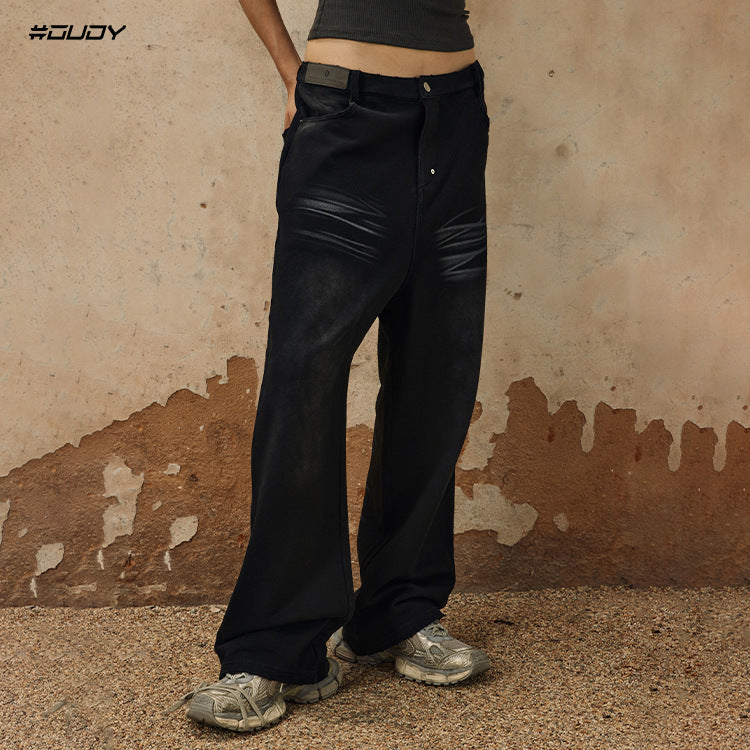 Washed Wide-Leg Denim Jeans WN12481