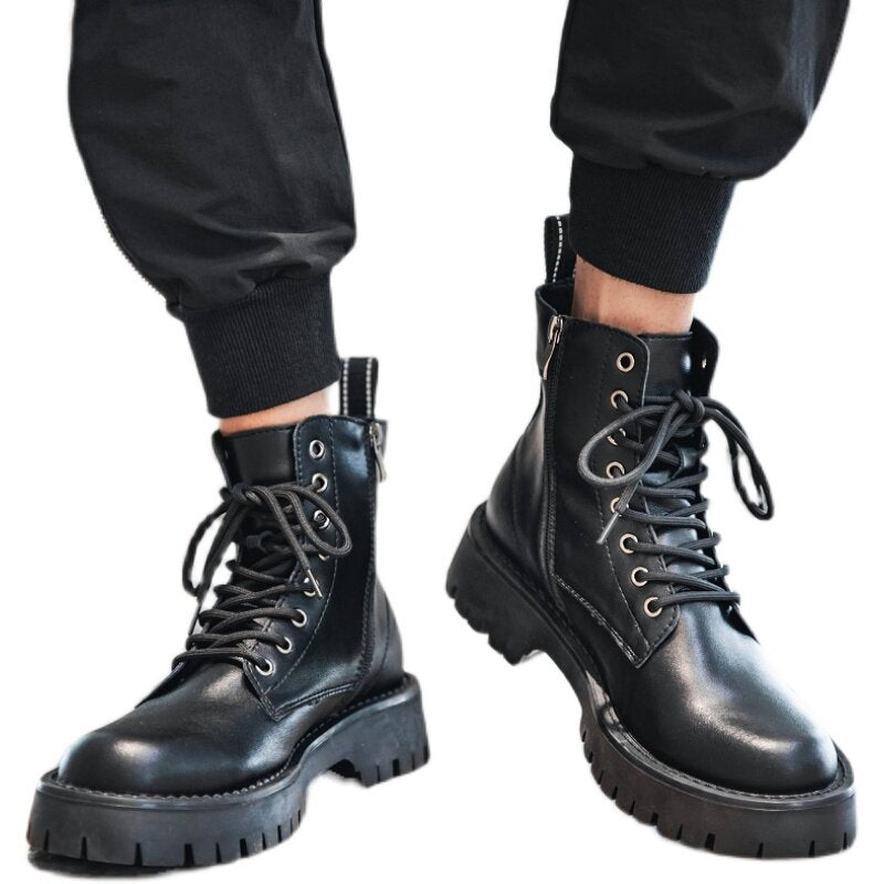 Chunky Lug Sole Platform Lace-Up Zipper Boots WN24559