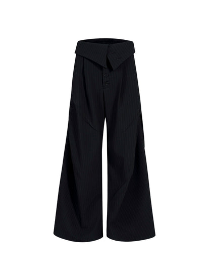 Foldable Waist Striped Wide Leg Trousers WN21770