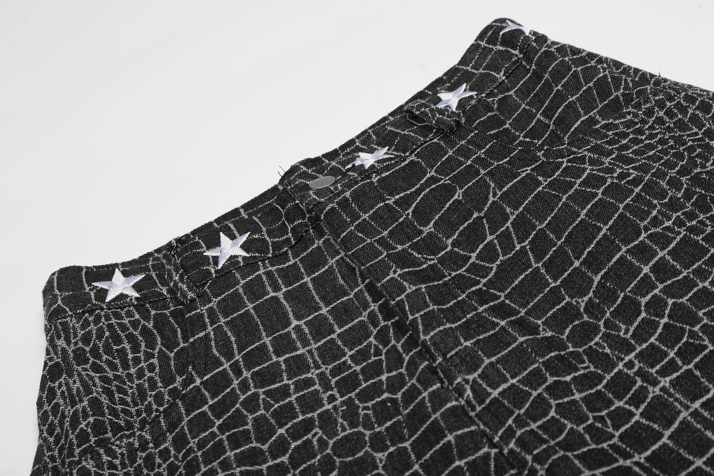 Crocodile Pattern Star Studs Wide Leg Pants WN25471