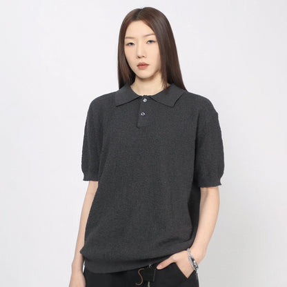 Melange Knit Polo Short Sleeve Shirt WN24488