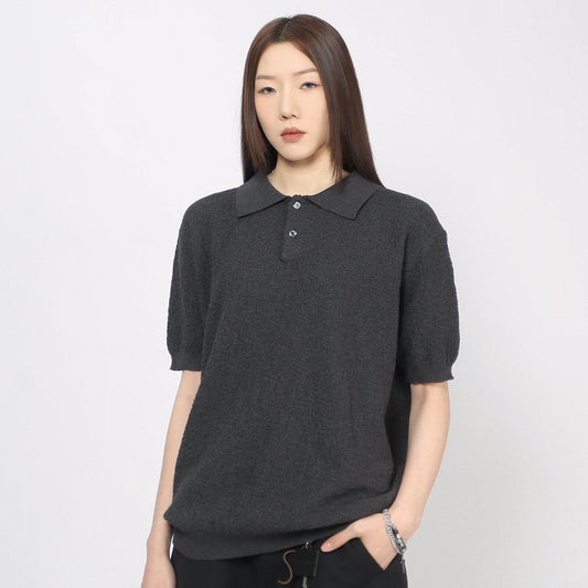 Melange Knit Polo Short Sleeve Shirt WN24488