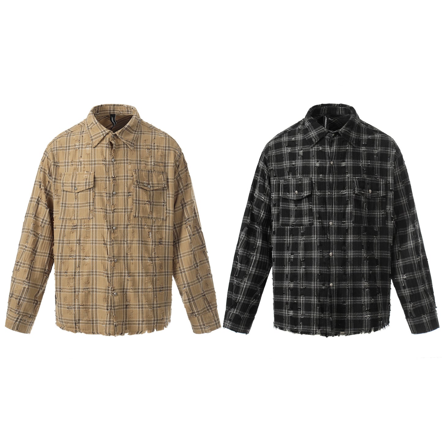 Plaid Damage Wash Long Sleeve Shirt WN25716