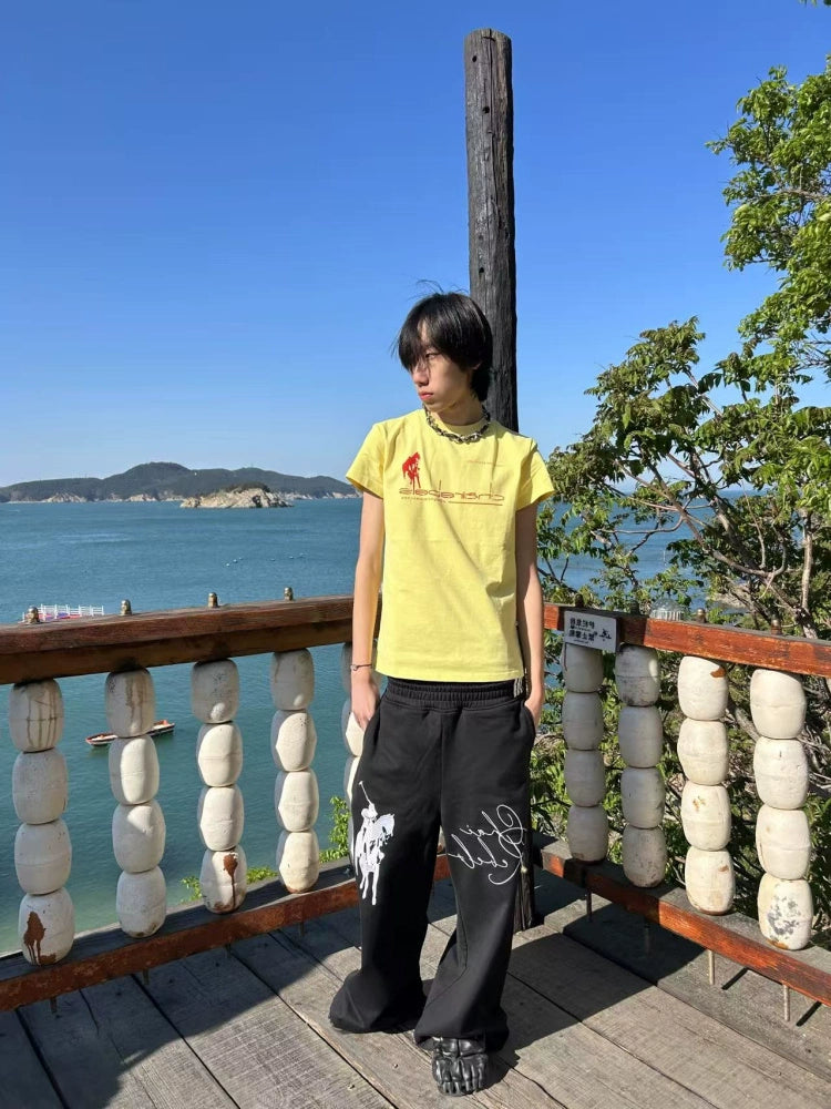 Graphic Letter Print Short Sleeve T-Shirt WN19093