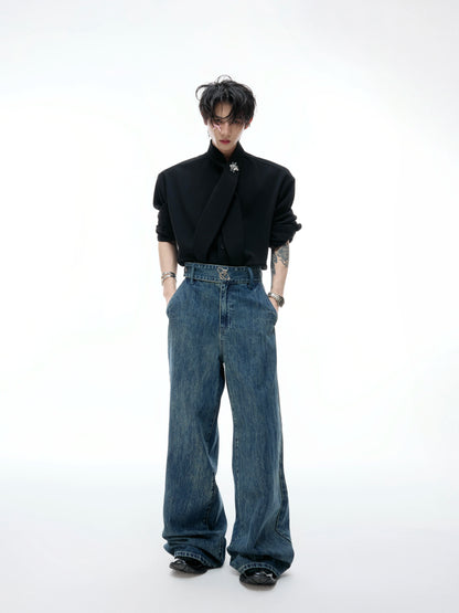 Washed Wide Leg Denim Jeans WN20539