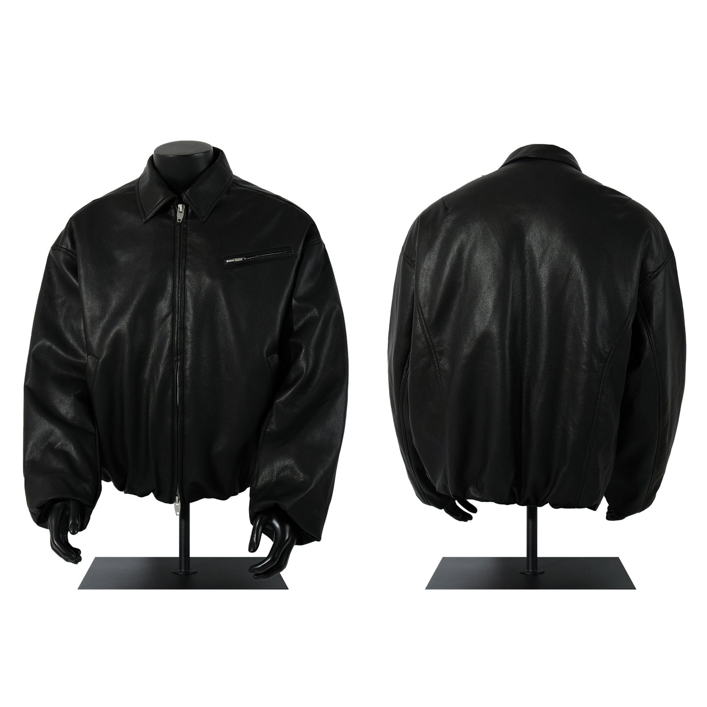 Fake Fur Collar Pockets Design PU Leather Jacket WN21900