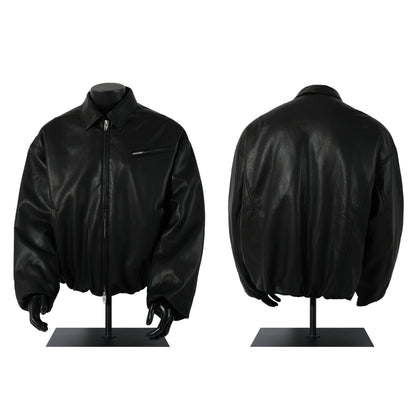 Fake Fur Collar Pockets Design PU Leather Jacket WN21900