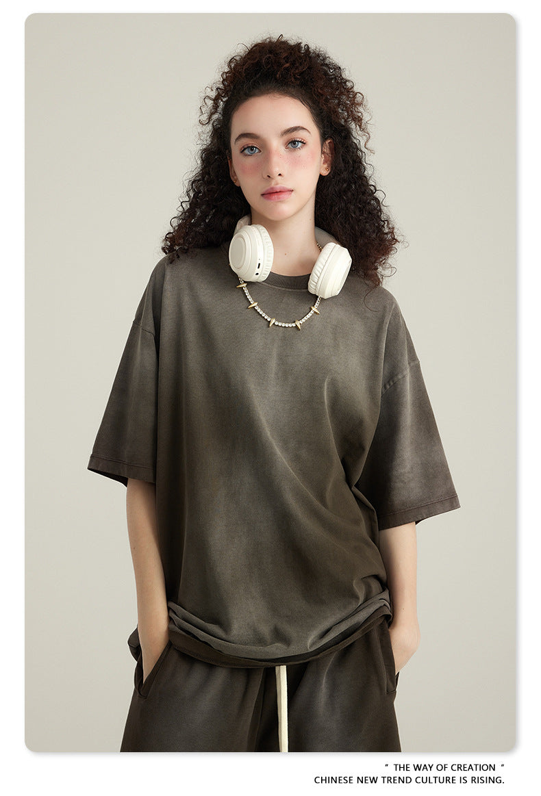 Washed Oversize Short-sleeve T-shirt WN6443