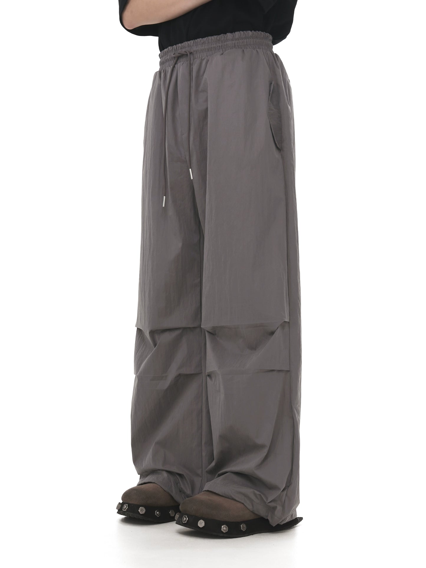 Wide Leg Pleats Nylon Paratrooper Pants WN5670