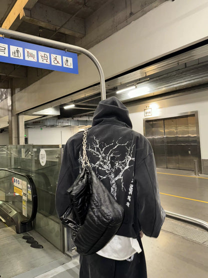 Hand Paint Oversize Zipper Hoodie & Wide-leg Sweatpants Setup WN20729