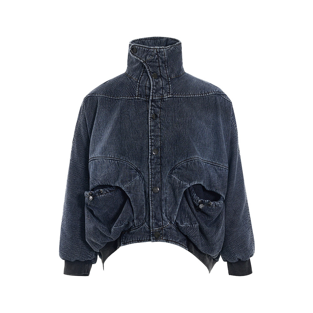 High-Street Short Zipper Denim Jacket WN12106