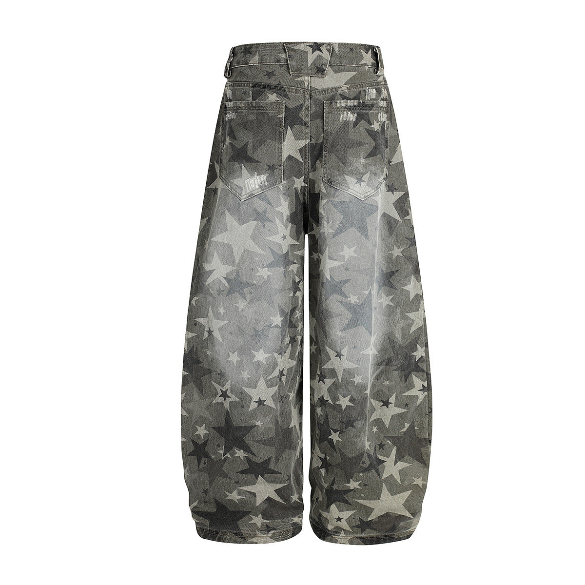 Star Print Washed Wide Leg Denim Jeans WN23602