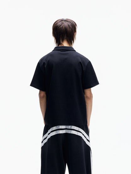 Star Embroidery Chest PrintShort Sleeve Polo Shirt WN27352