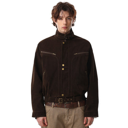 Suede Stand Neck Zipper Jacket WN27872