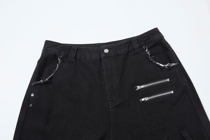 Fake Fur Trim Multi-Pocket Wide Leg Cargo Pants WN23087