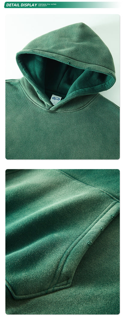 Fleece Lining Spray-dye Damage Oversize Hoodie & Fleece Lining Sweatpants WN9969