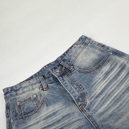 Washed Whisker Denim Half Jeans WN25790