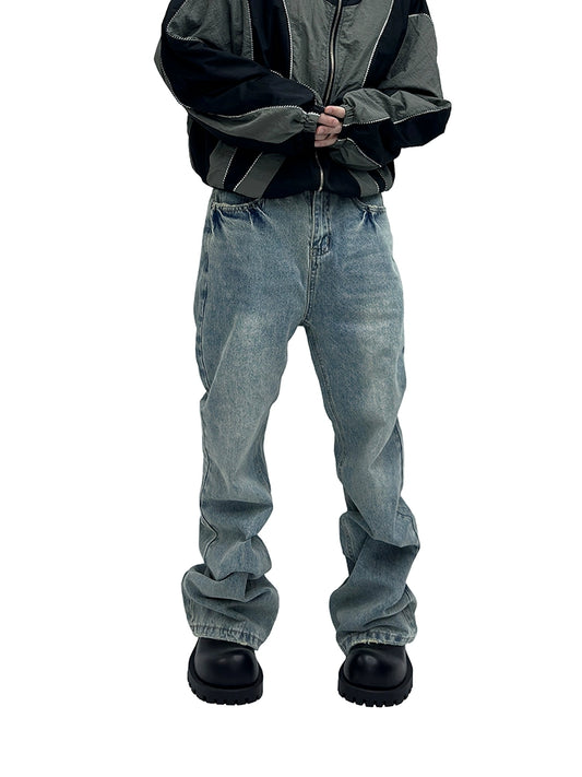 Frayed Washed Flare Denim Jeans WN16936