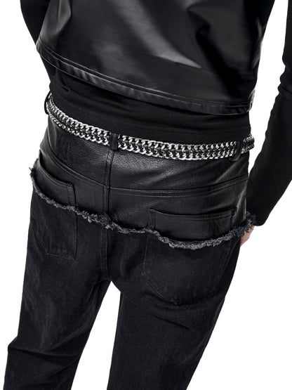 Metal Chain PU Leather Belt WN20946